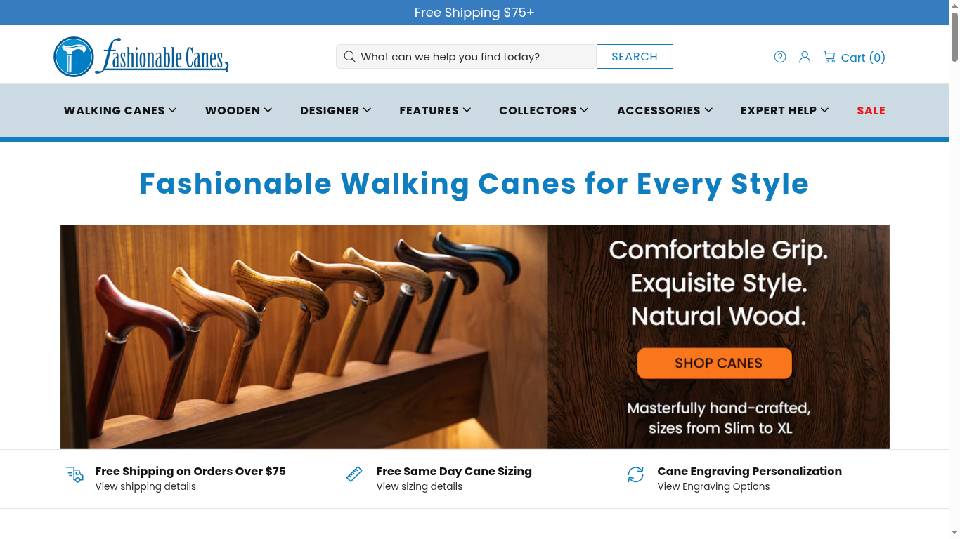 Fashionable Canes Shopify storefront