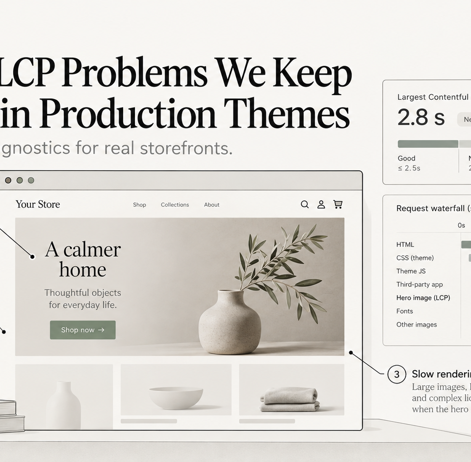 Shopify storefront LCP performance waterfall and hero image diagnostics