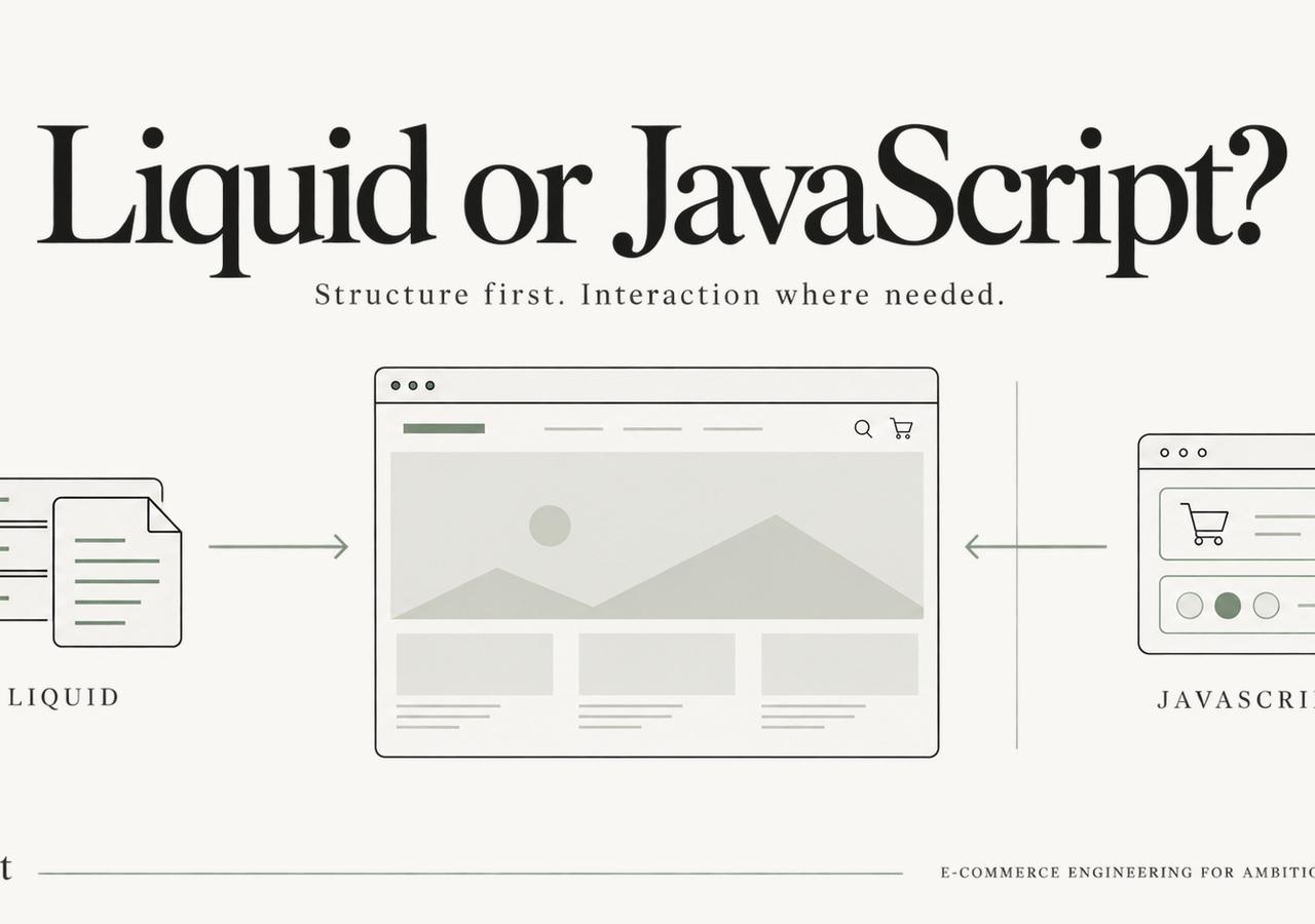 Shopify Liquid server render flowing into HTML CSS and progressive JavaScript enhancement