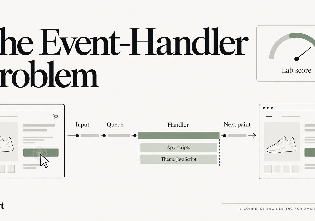 Shopify INP performance trace highlighting event handlers and long main-thread tasks