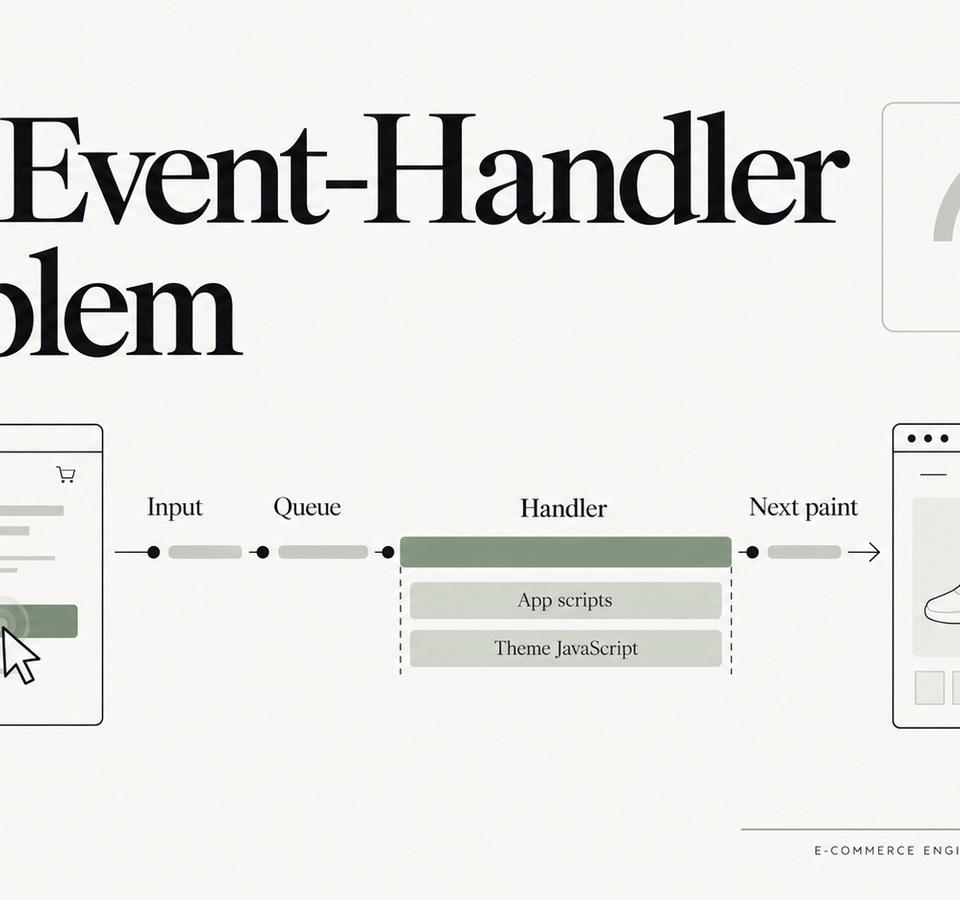 Shopify INP performance trace highlighting event handlers and long main-thread tasks