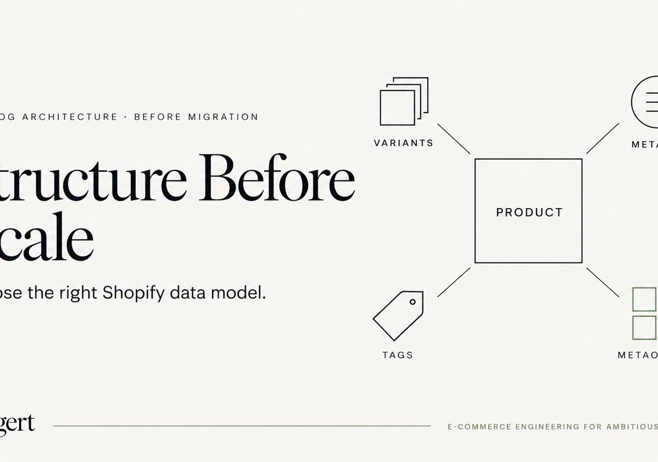 Large Shopify catalog attributes mapped into variants metafields tags and metaobjects